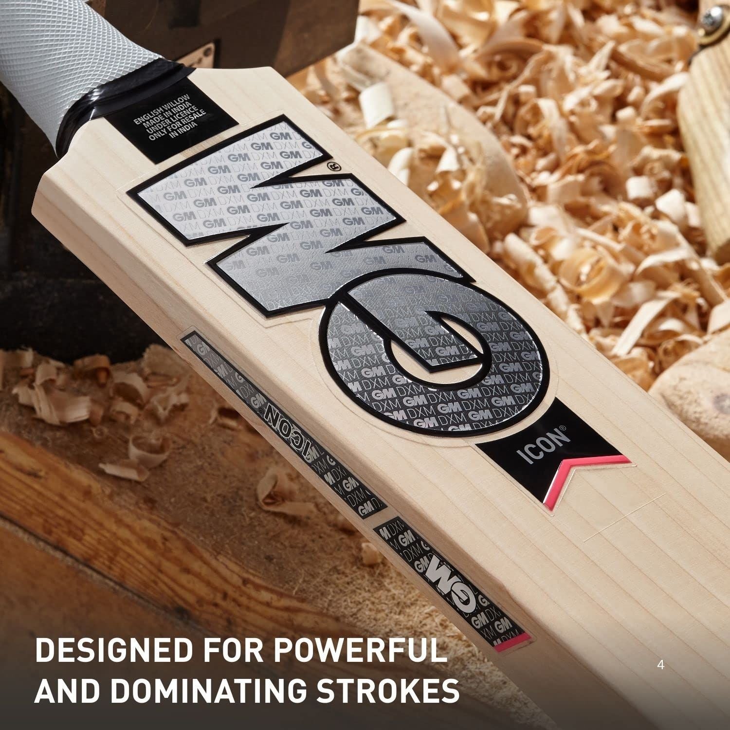GM Icon 606 English Willow Cricket Bat – SH Mens | Grade 3 Willow, Full Profile, L555 Blade, Power Arc Bow | Large Sweet Spot, Treble Spring Cane Handle - Best Price online Prokicksports.com