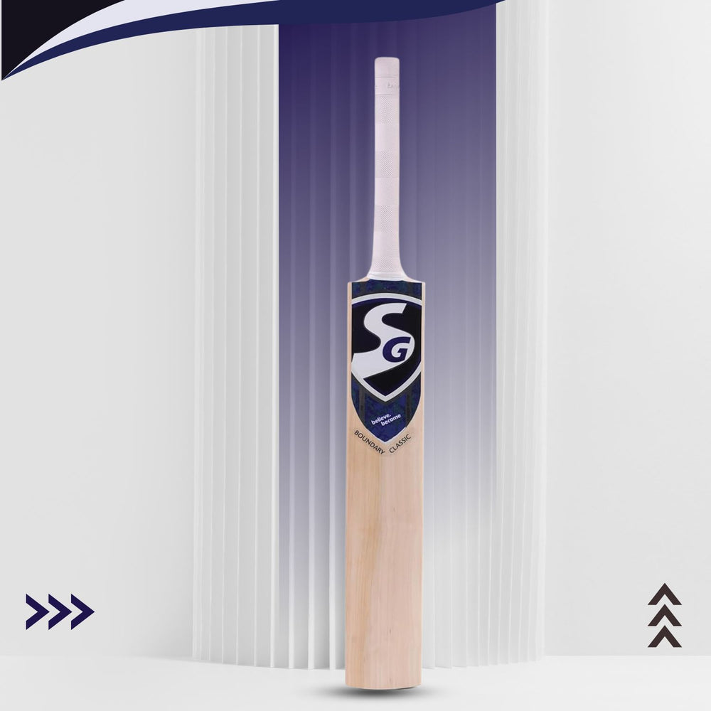 SG Boundary Classic Cricket Bat | Premium Kashmir Willow | Thick Edges (40mm) | Lightweight (1050-1150g) | Perfect for Club-Level Players | Includes Bat Grip