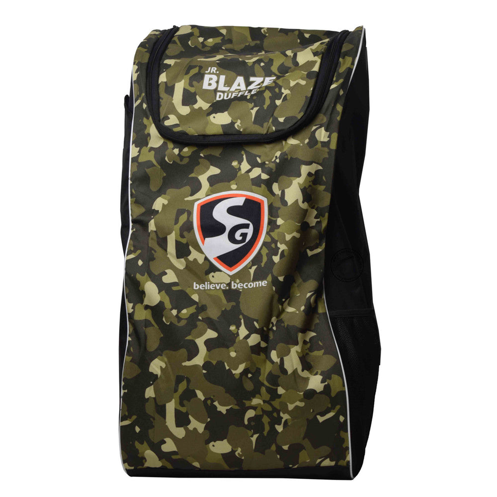 SG Blaze Duffle Cricket Kit Bag Junior - Black/Green Camouflage | Lightweight & Durable Cricket Gear Bag