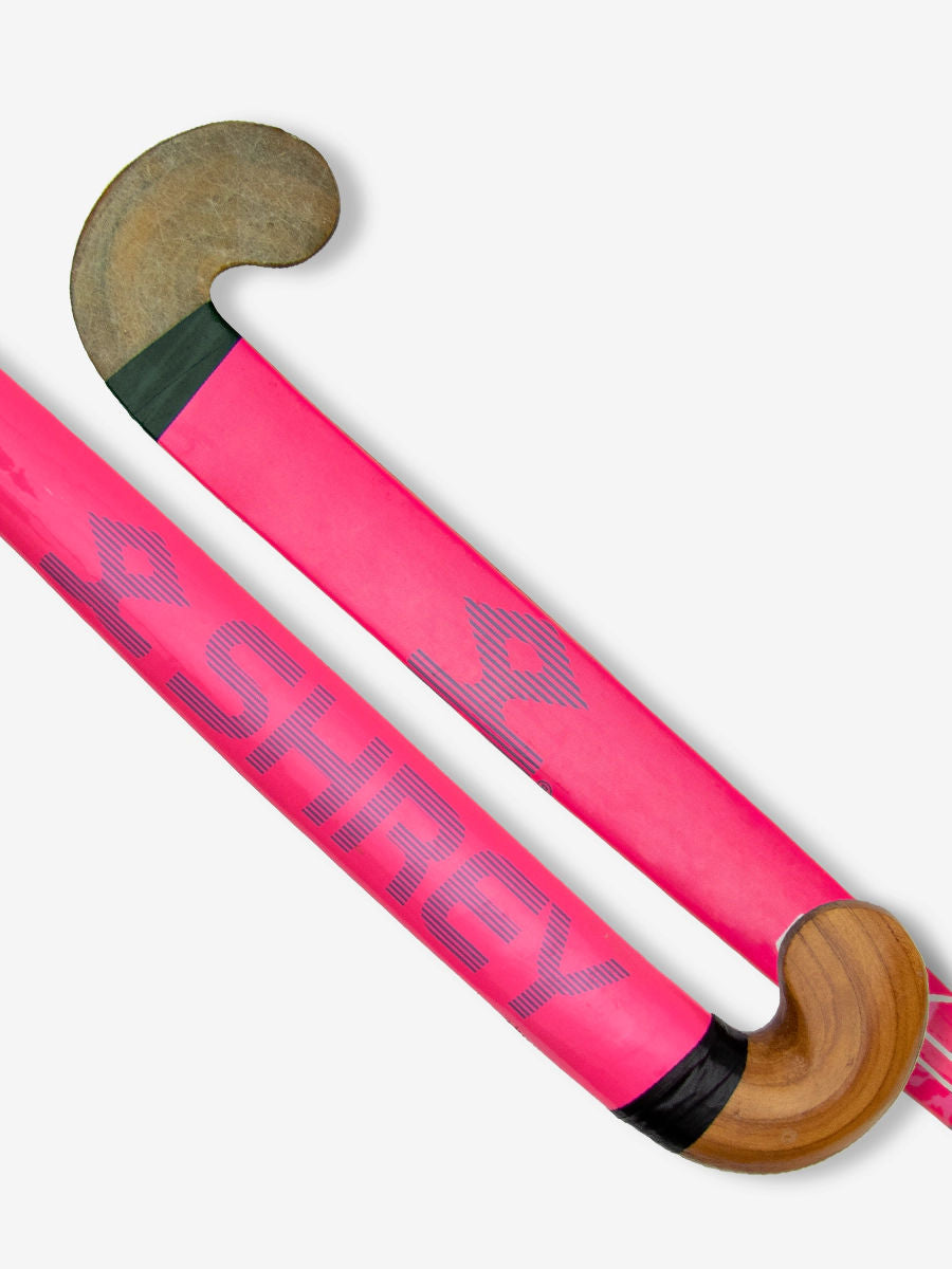 Shrey Classic Wooden Hockey Stick | Reinforced Glass Fibre, Traditional Wooden Build | Pink, 36.5 inch