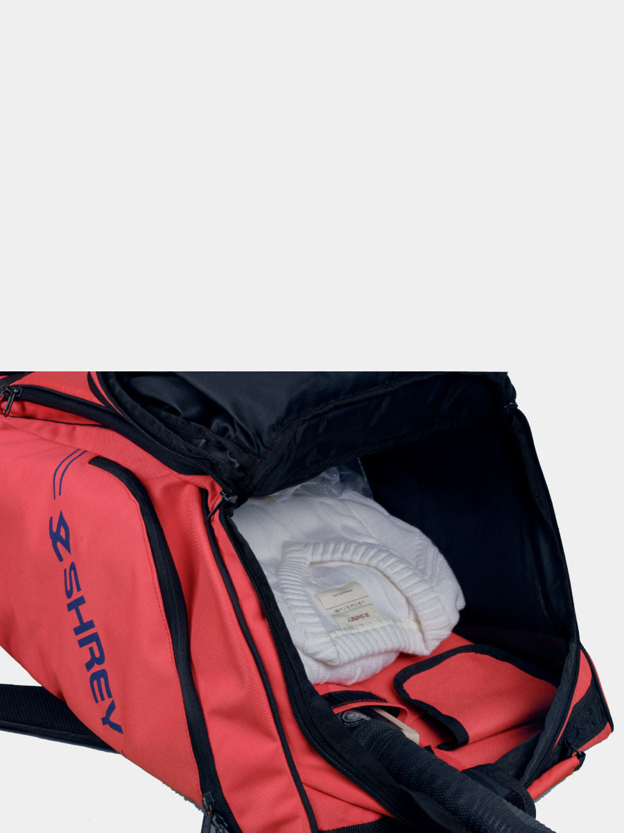 Shrey 3360 Legacy Duffle Wheelie 80 Cricket Kitbag | 2 Bat Capacity, Coated PU Fabric & Smooth Wheels - Best Price online Prokicksports.com