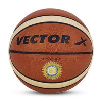 Vector X X-Pro 14 Panel Premium PU Basketball (Brown/Dual Tone) | Official BFI Approved Match & Training Basketball