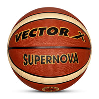 Vector X Supernova 14 Panel Rubber Basketball (Brick Brown) | All-Weather Indoor & Outdoor Basketball