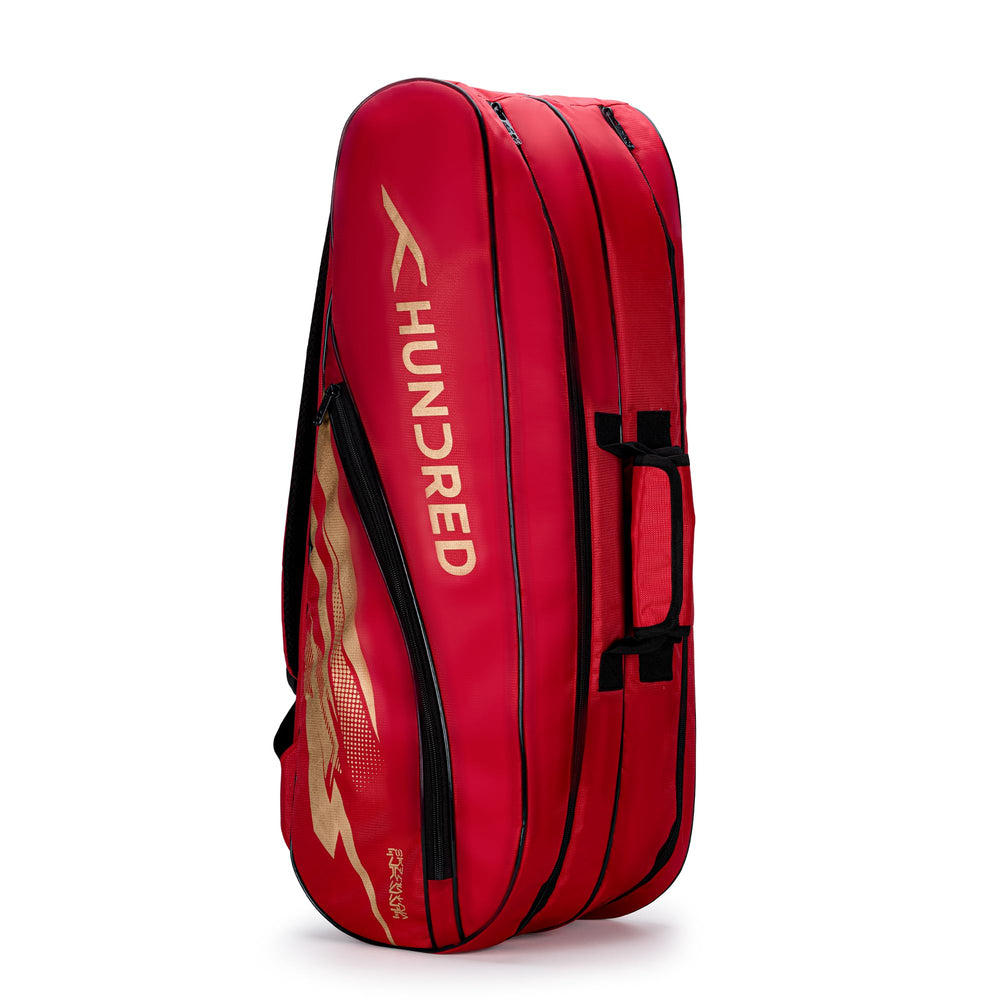 Hundred Cosmogear Badminton Kit-Bag – Double-Zipper Polyester Kit Bag with Front Zipper Pocket & Padded Backpack Strap