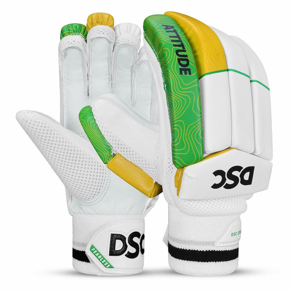 DSC Intense Attitude Cricket Batting Gloves (Men's Size, Left Hand ) – Lightweight Multi-Flex Finger Roll Protection with Cotton & Leather Palm