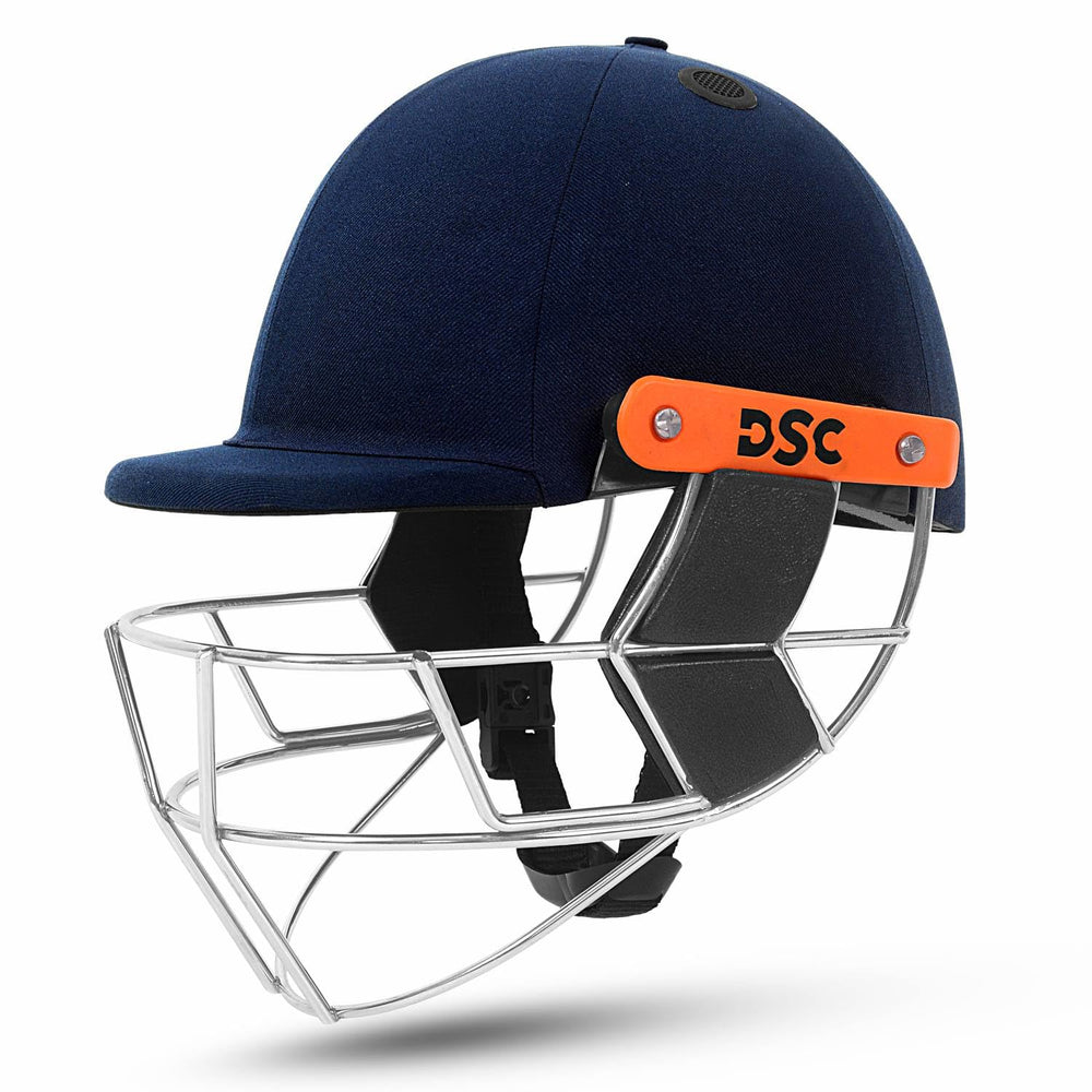 DSC Empra SS Professional Cricket Helmet (Navy) – BSI Approved Impact-Resistant Pro Helmet with Stainless Steel Face Grill &  Fidlock Quick Fasteners