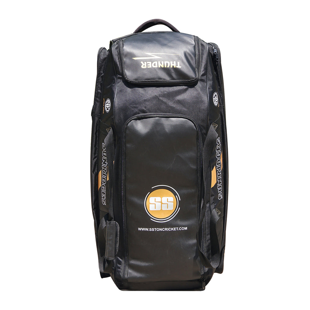 SS Sky Thunder Wheelie Cricket Kitbag (91x34x34cm) | 1680D Ballistic Fabric | Telescopic Handle | 8-Bat Capacity | Waterproof Base | Airline Approved
