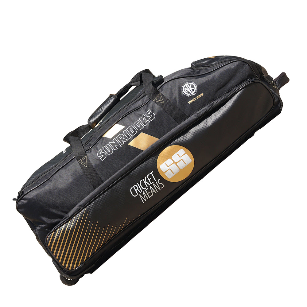 SS Sky Thunder Wheelie Cricket Kitbag (91x34x34cm) | 1680D Ballistic Fabric | Telescopic Handle | 8-Bat Capacity | Waterproof Base | Airline Approved - Best Price online Prokicksports.com