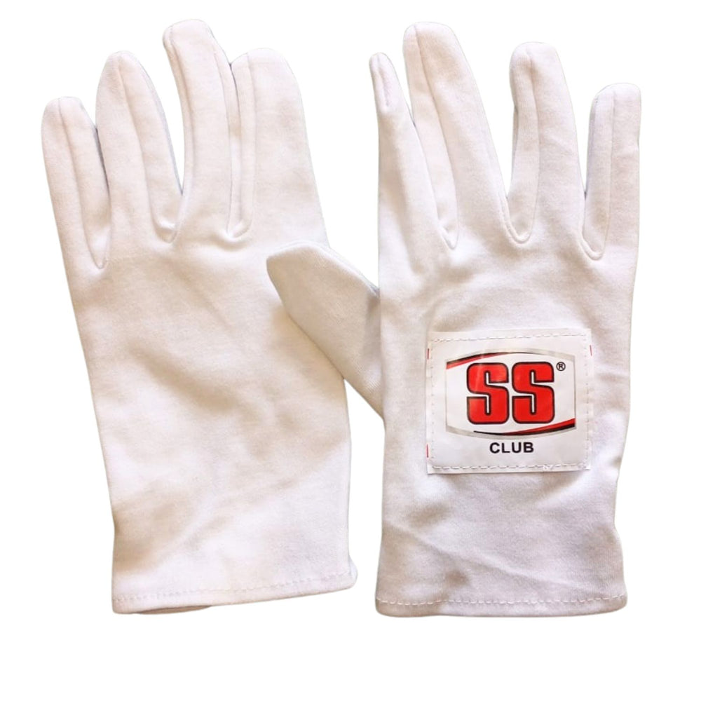 SS Club Batting Inner Gloves (White) | Right/Left Hand | Moisture-Wicking Fabric | Enhanced Grip & Comfort | Cricket Training Accessories