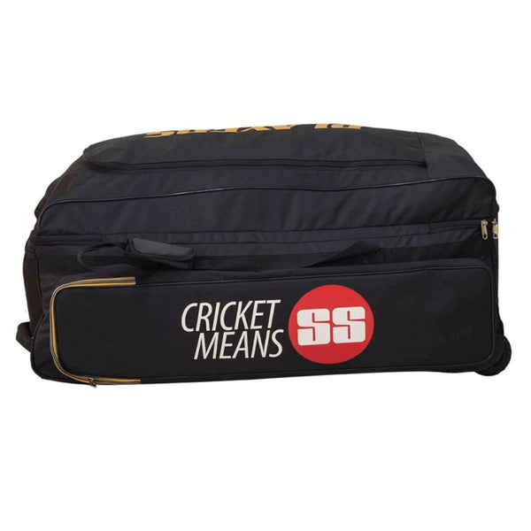 SS Players Cricket Kit Bag With Wheels (Black) | Tournament Bag | 6-Bat Capacity | Heavy-Duty Wheels & Telescopic Handle | Waterproof Base | Professional Gear Storage