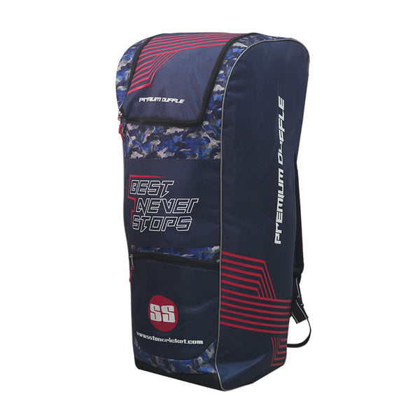 SS Premium Duffle 6 Bat Sleeves Cricket Kit Bag (NavyBlue/Red) | Multi-Compartment Design | Padded Shoulder Strap | Ventilated Shoe Pocket