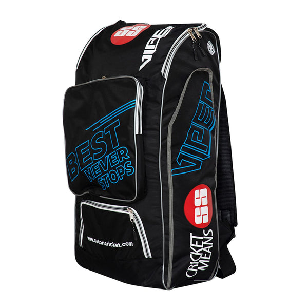 SS Viper Duffle Cricket Kit Bag (Black/Red) |100% Dri Fit | Multi-Compartment Design | Padded Shoulder Strap | Ventilated Storage