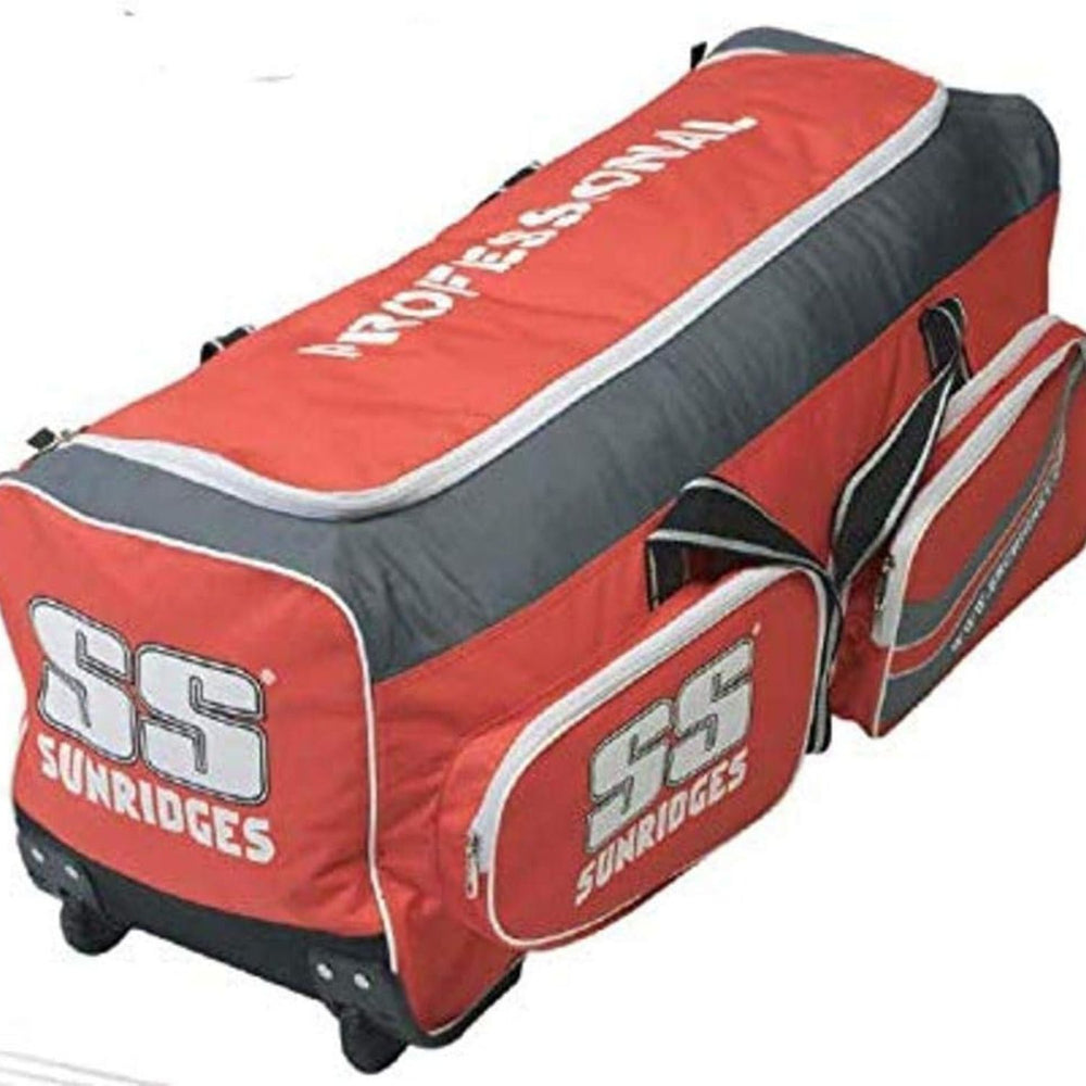 SS Professional Cricket Kit Bag with Wheels (Red) | 1680D Ballistic Fabric | Waterproof Base