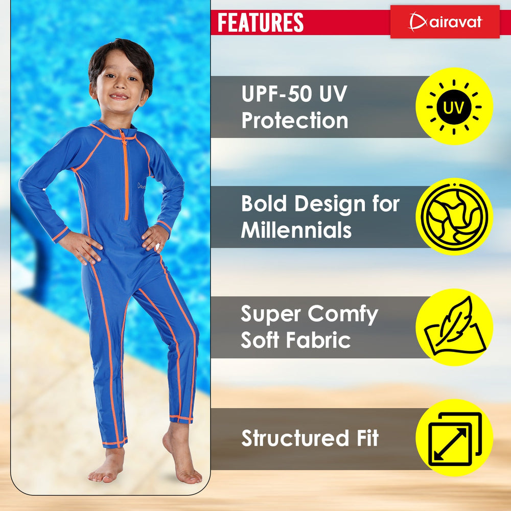 Airavat 1508 Children's Full-Body Swimwear | UV Protection, Quick-Dry & Stretchable | Comfortable One-Piece Swimsuit for Boys & Girls - Best Price online Prokicksports.com