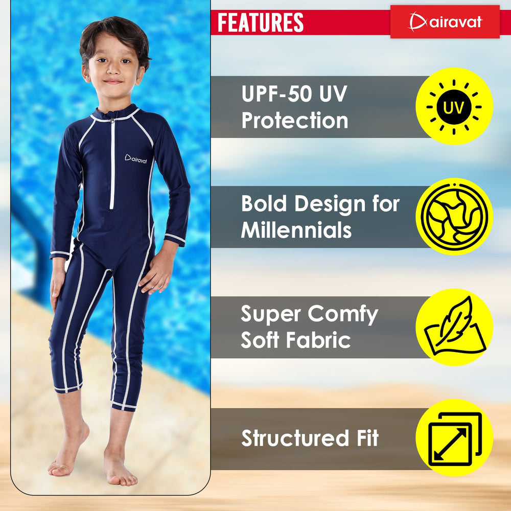 Airavat 1508 Children's Full-Body Swimwear | UV Protection, Quick-Dry & Stretchable | Comfortable One-Piece Swimsuit for Boys & Girls - Best Price online Prokicksports.com
