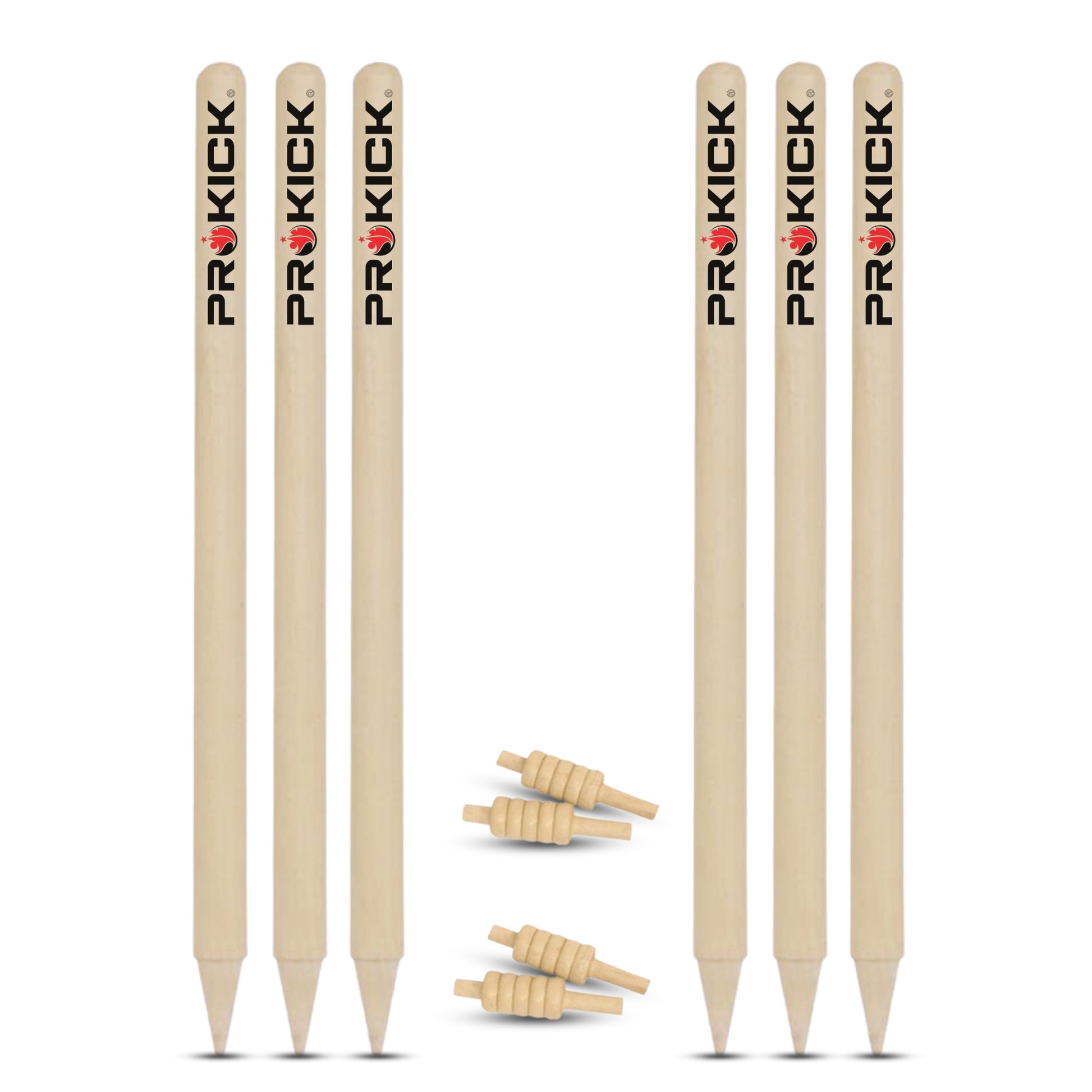 Prokick Wooden Cricket Stumps/Wickets with Bails (Pack of 6 Stumps/4 Bails) - Best Price online Prokicksports.com