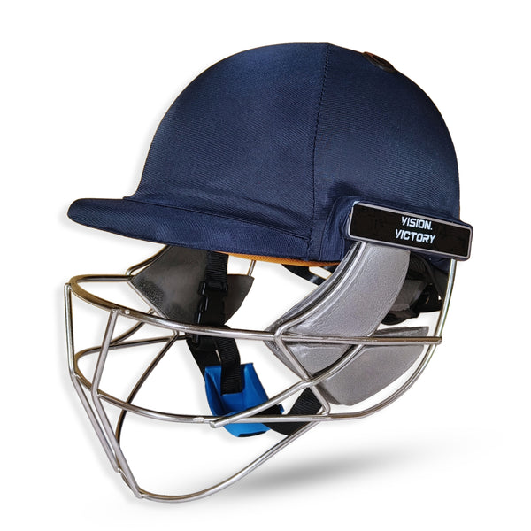 Prokick Shadow Cricket Helmet with Fixed Stainless Steel Grill, Navy