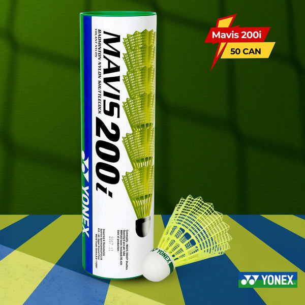 Yonex Mavis 200i Nylon Shuttle Cock, Yellow - 50 Cans