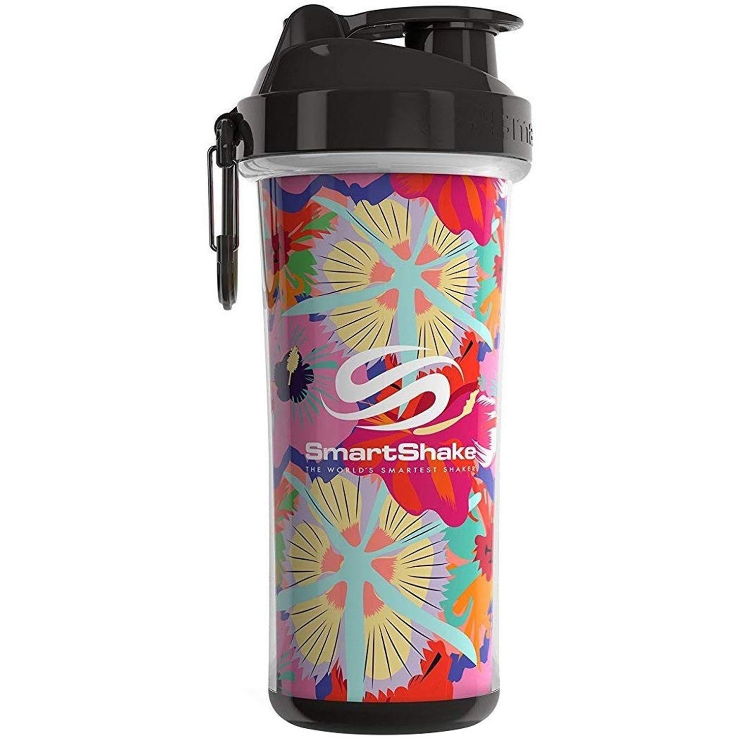 Smartshake Plastic Double Wall Protein Shaker - Flower Power , Multicolour - Best Price online Prokicksports.com