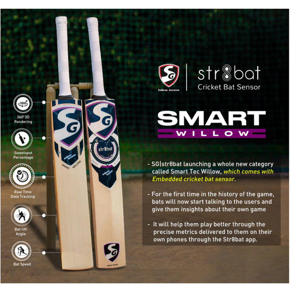 SG Smart Willow English Willow Cricket Bat with Str8bat Sensor - SH - Best Price online Prokicksports.com