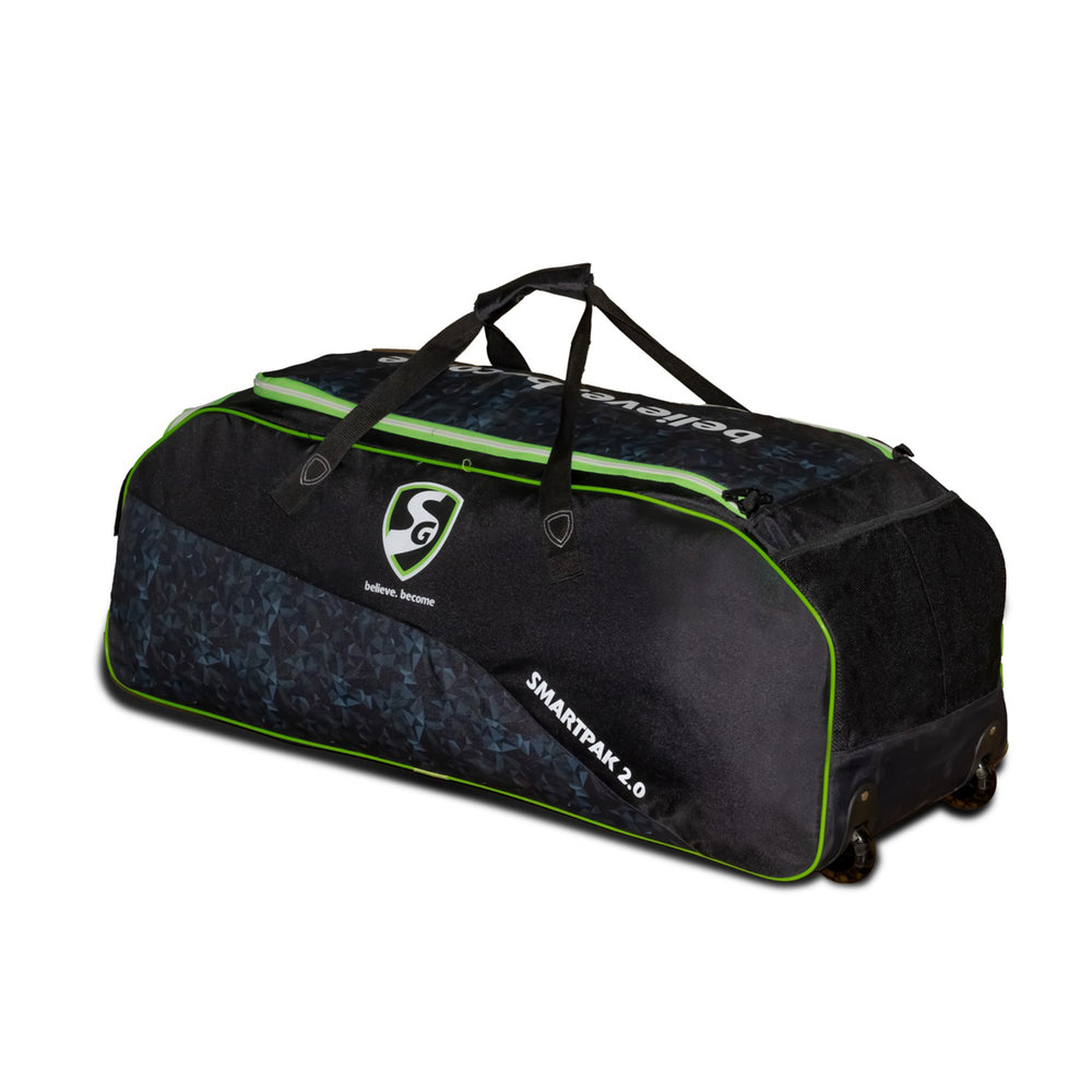 SG Smartpak 2.0 Wheelie Cricket Kit Bag – Durable Cricket Trolley Bag with Spacious Storage, Bat Compartment, Smooth Wheels, and Heavy-Duty Fabric - Best Price online Prokicksports.com