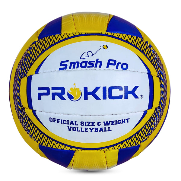 Prokick Smash Pro Machine Stitched 18-P Volleyball, Blue/Yellow (Size 4)