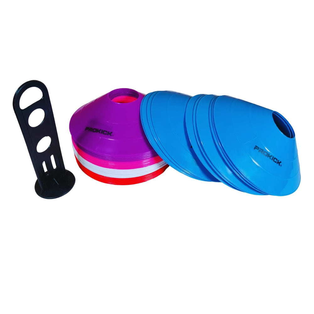 Prokick Plastic Space Markers Saucer Cones Set with Stand - 2 Inch Space Marker Cones, Multicolor Pack of 50 - Best Price online Prokicksports.com