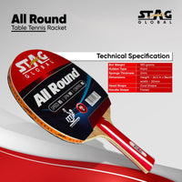 STAG ITTF Approved Rubber All Round Advanced Table Tennis Racquet