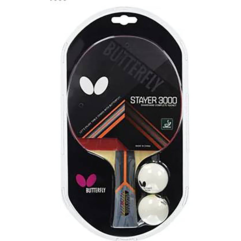 Butterfly Stayer 3000 Table Tennis Set with 1 Racket & 2 Balls – All-Round TT Bat with Yuki Rubber for Beginners & Recreational Play - Best Price online Prokicksports.com