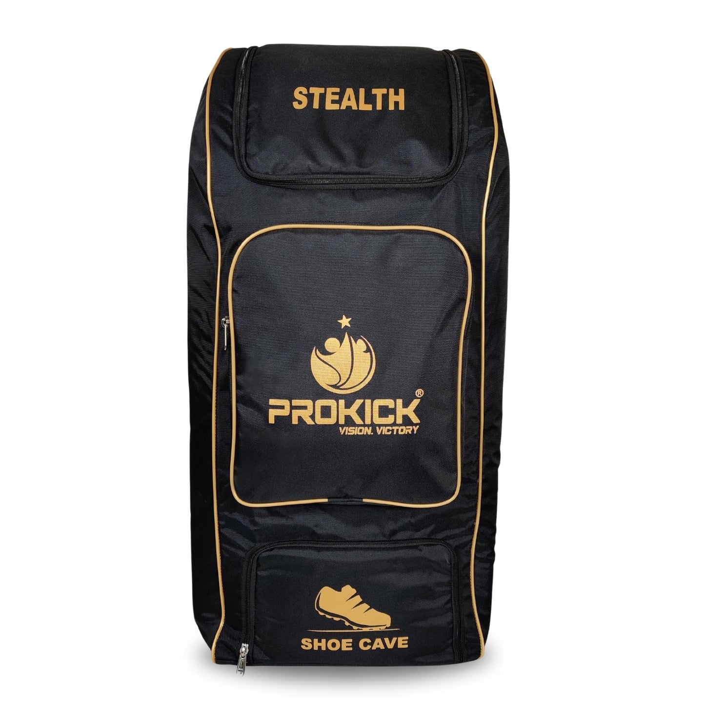 Prokick Stealth 1.0 Wheelie Cricket Kitbag, Black/Gold - Best Price online Prokicksports.com