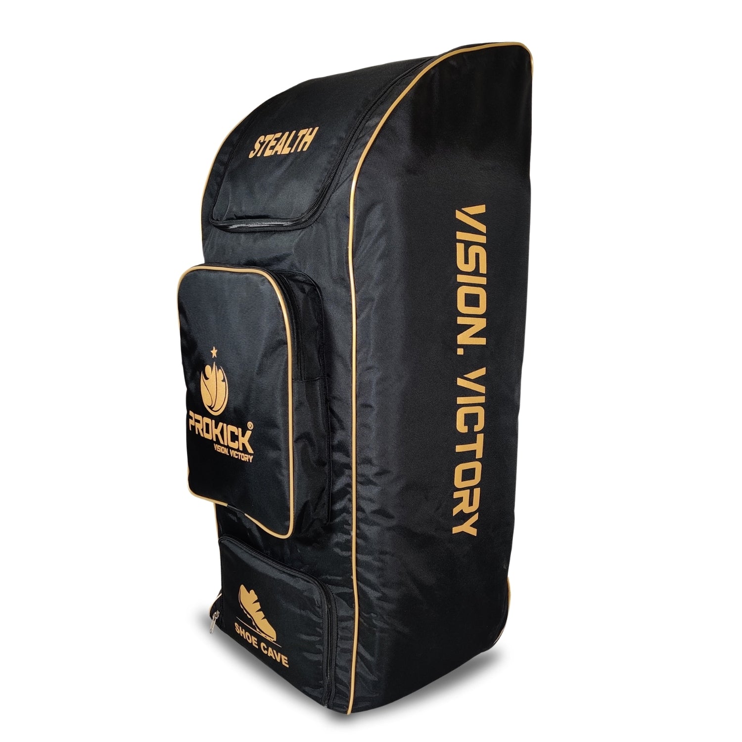 Prokick Stealth 1.0 Wheelie Cricket Kitbag, Black/Gold - Best Price online Prokicksports.com