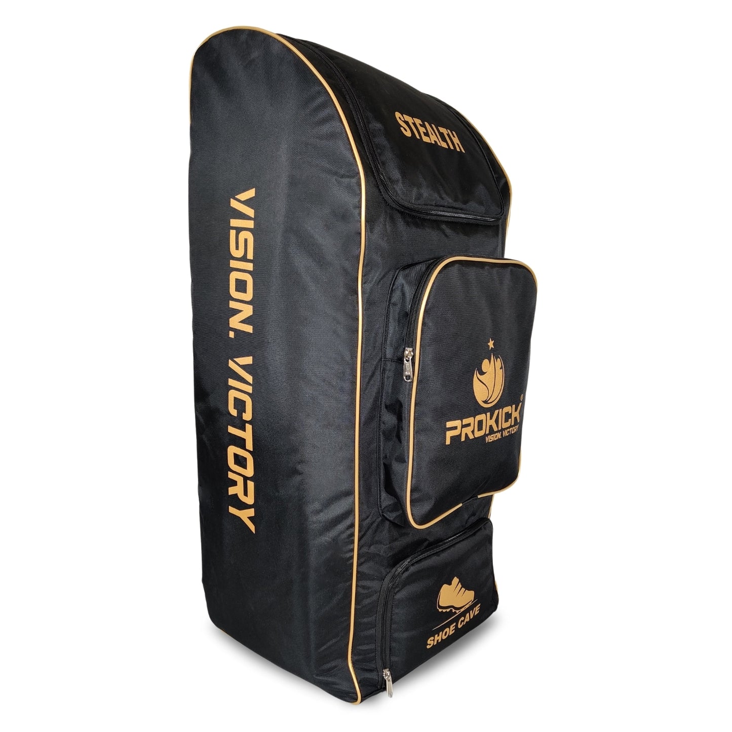 Prokick Stealth 1.0 Wheelie Cricket Kitbag, Black/Gold - Best Price online Prokicksports.com