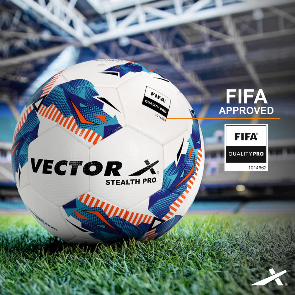 Vector X Stealth Pro FIFA Quality Thermo Bonded Football Size 5 PU Grain Surface for Indoor Outdoor Training and Match Use for Adults 15+ Years - Best Price online Prokicksports.com