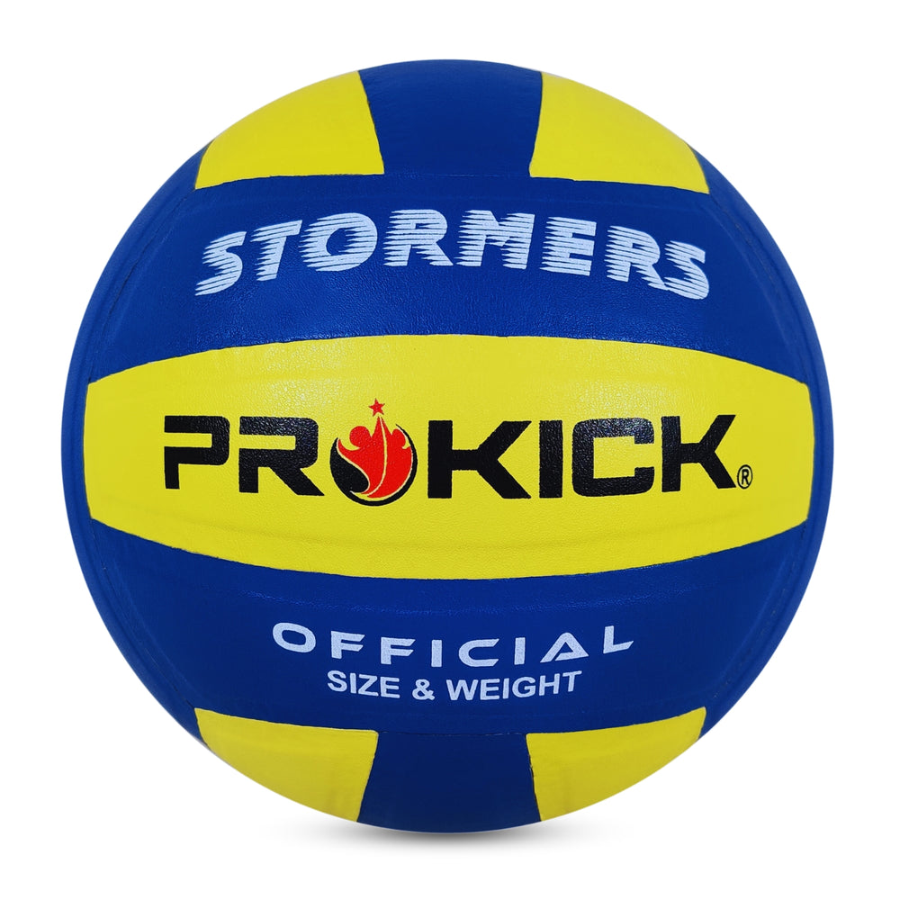 Prokick Stormers PU Pasted 18 Panels Volleyball, Blue/Yellow (Size 4)
