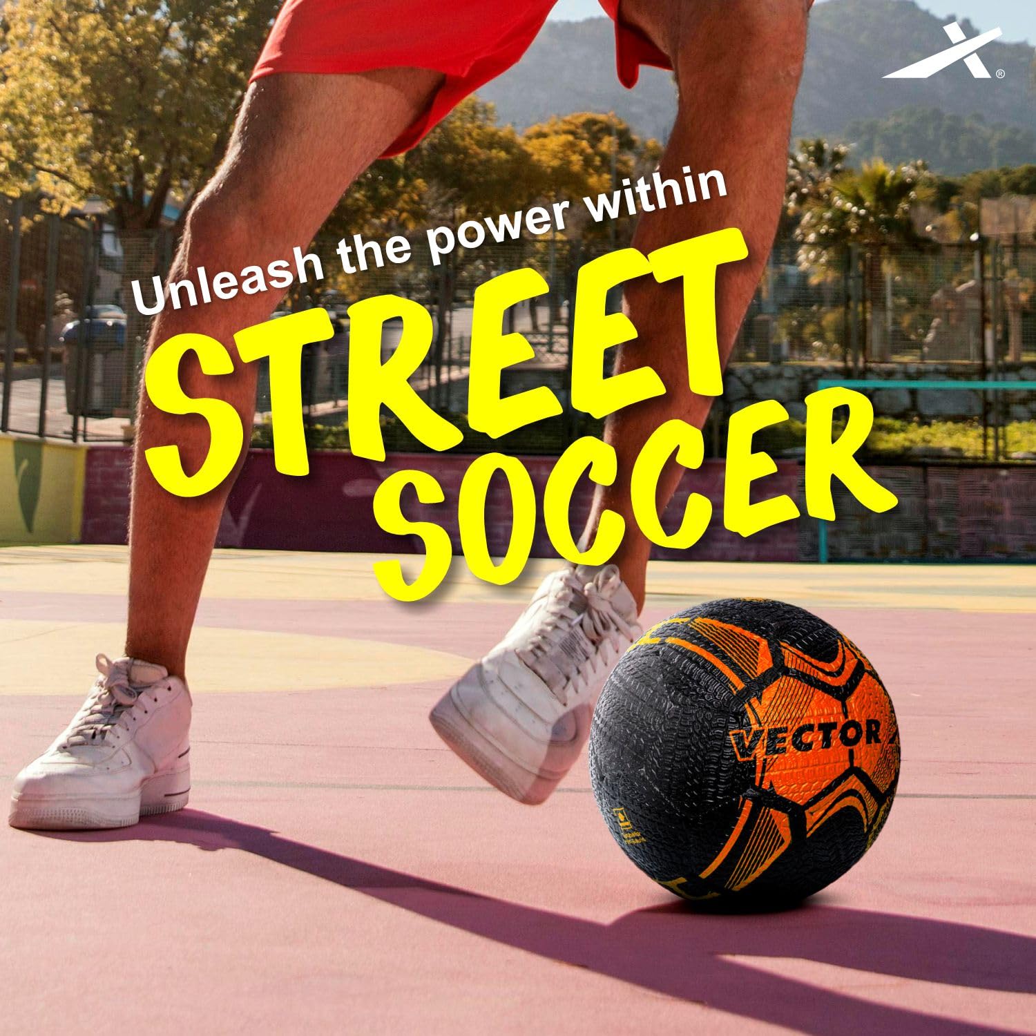 Vector X Street Soccer Football | Size 5 | Rubber Moulded Design, Durable Grip, All-Surface Play for Street, Hard Ground & Outdoor Training - Best Price online Prokicksports.com