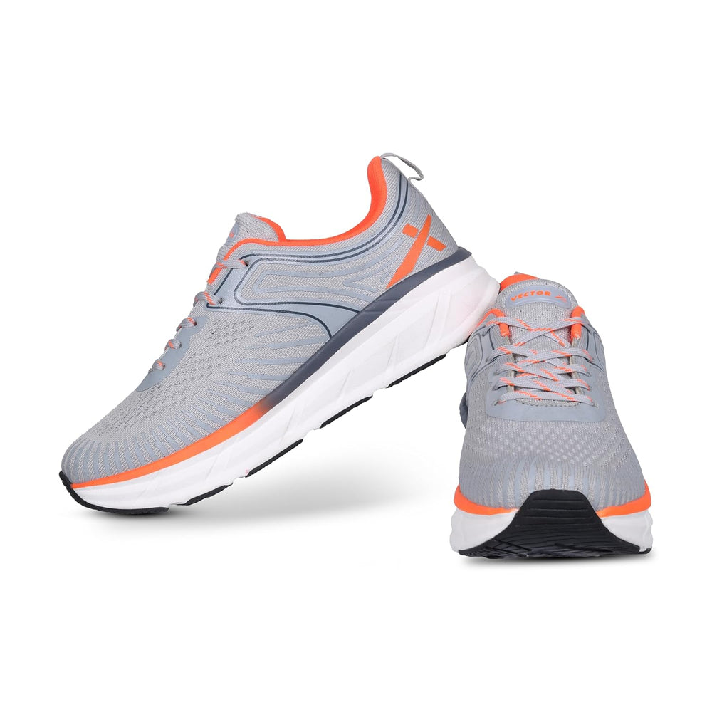 Vector X Stride Jogging Shoe, Grey/Orange | Lightweight Sports Shoes for Men | Comfortable Trainers for Running, Walking & Gym - Best Price online Prokicksports.com