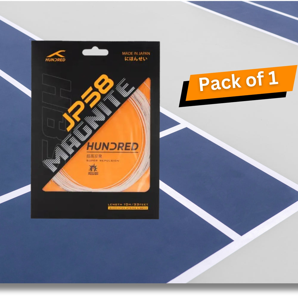 HUNDRED JP 58 Magnite Badminton String 0.65mm – Lightweight High-Speed Repulsion String for Quick Drives, Control, and Aggressive Badminton Players