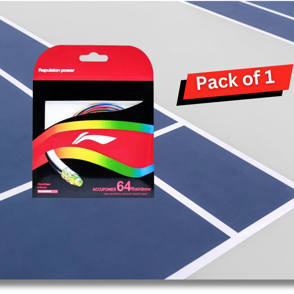 Li-Ning AP64 Rainbow Badminton String 0.64mm – Ultra-Thin High Repulsion Power String for Fast Rallies and Spin Control in Vibrant Multi-Color