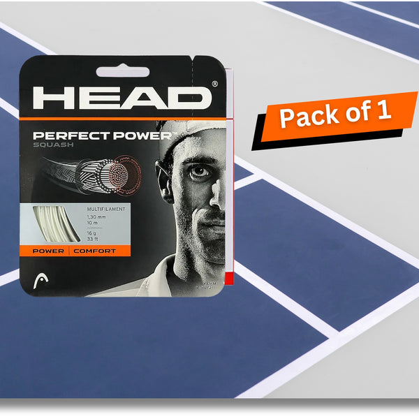 Head Perfect Power Squash String 16 Gauge White – Durable Multifilament String for Explosive Power, Feel, and Consistent Control for Competitive Players
