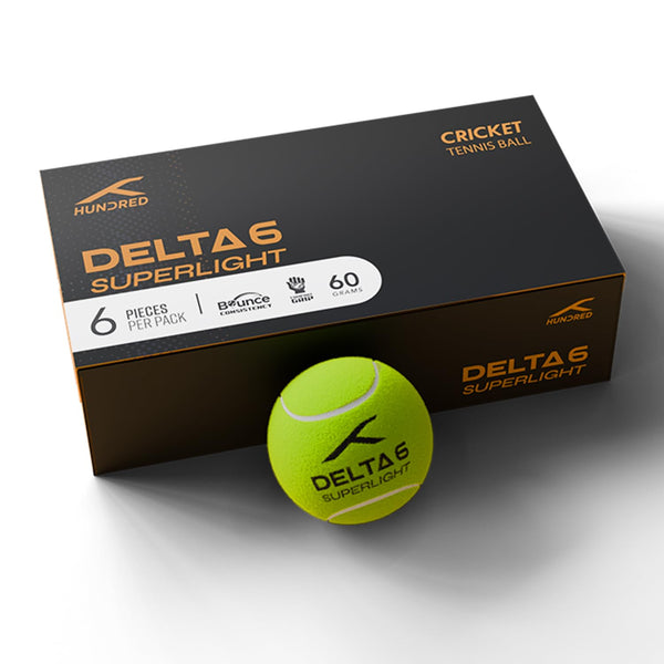 Hundred Delta 6 Super Light Cricket Tennis Balls – Pack of 6 Neon Yellow Balls for Practice & Soft Tennis Ball Cricket Matches