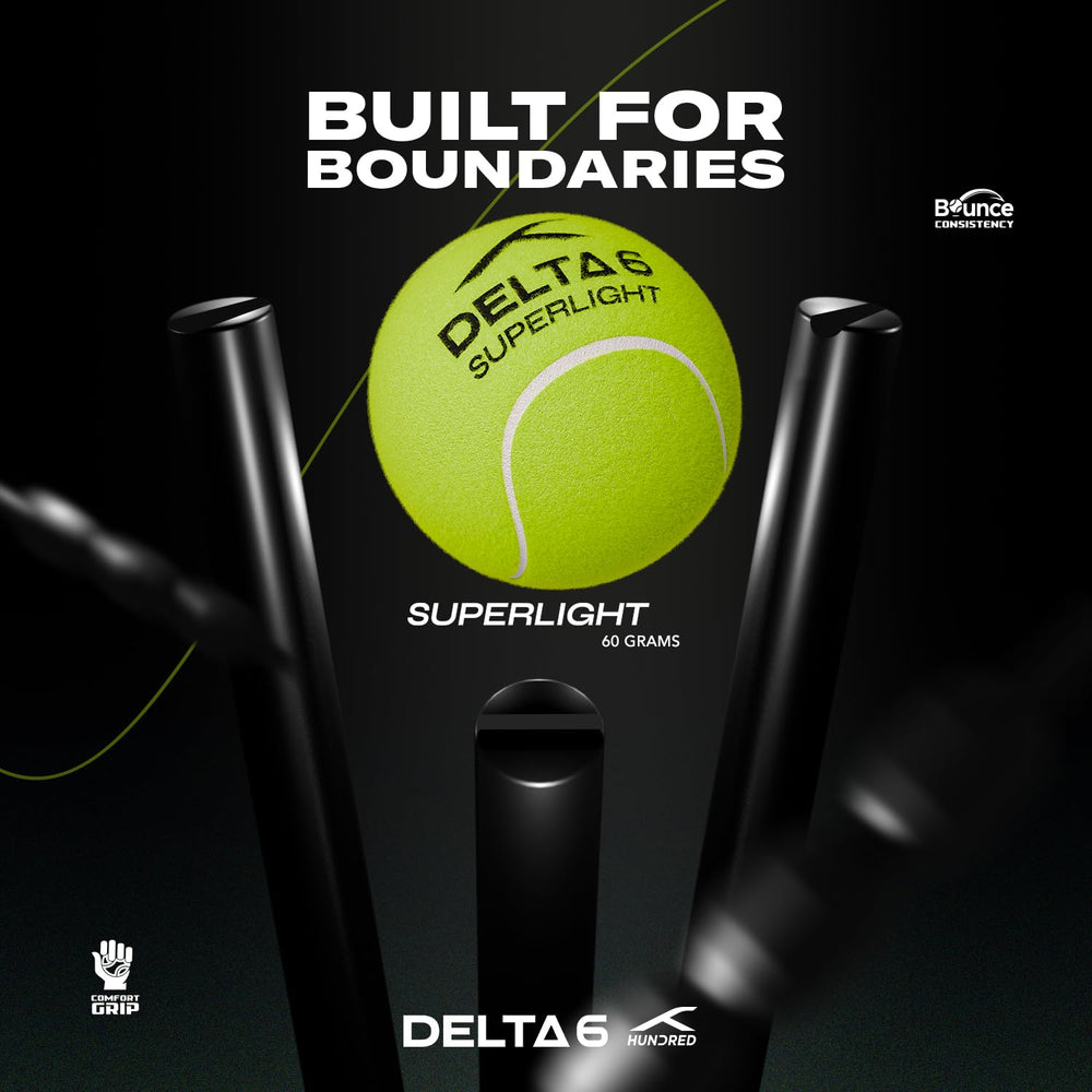 Hundred Delta 6 Super Light Cricket Tennis Balls – Pack of 6 Neon Yellow Balls for Practice & Soft Tennis Ball Cricket Matches - Best Price online Prokicksports.com