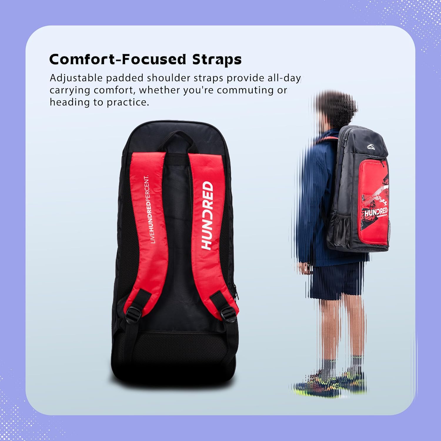 Hundred Switch Pack Cricket Kit Bag – Lightweight Cricket Duffle Bag with Bat Pocket, Shoe Compartment & Easy Access Design for Daily Practice - Best Price online Prokicksports.com