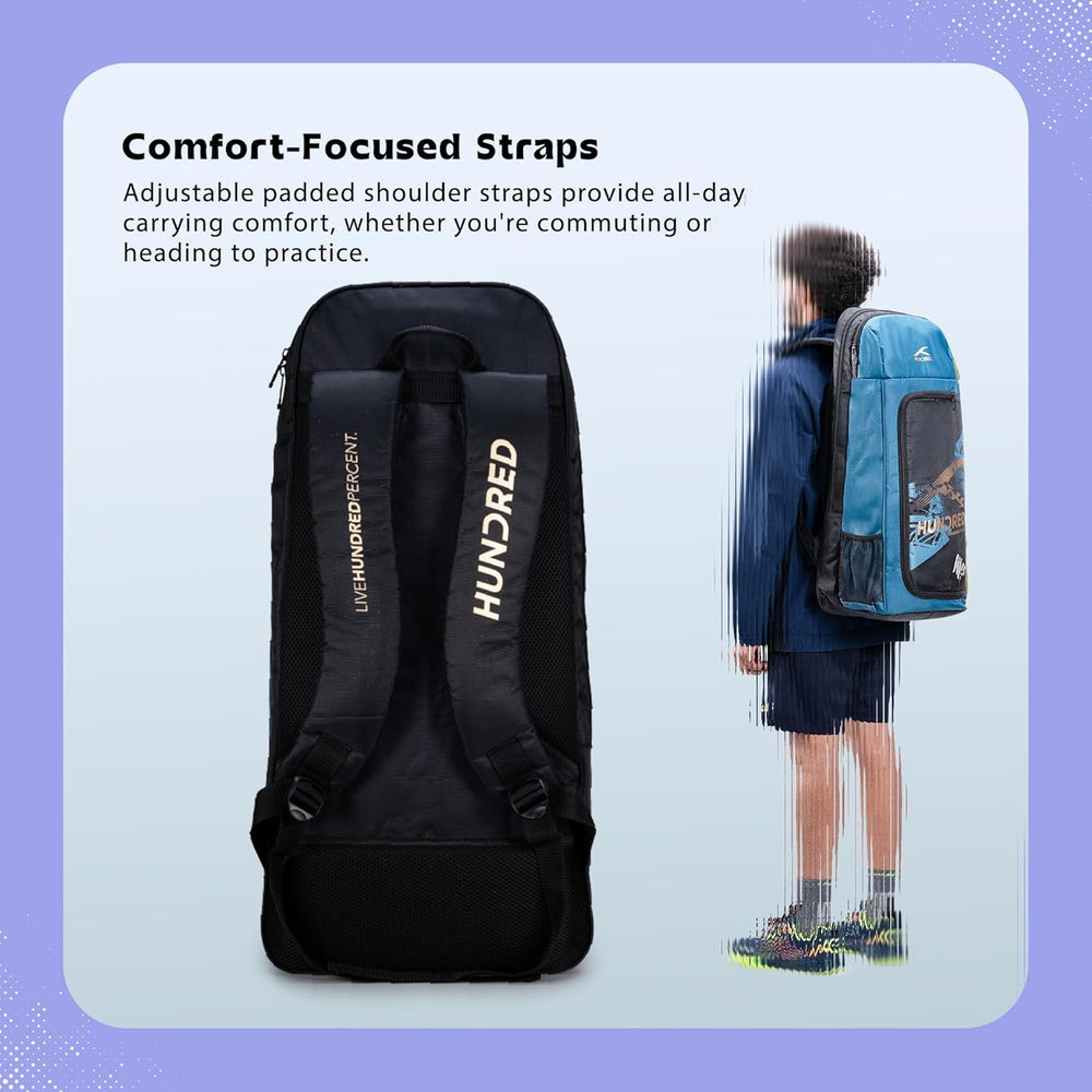 Hundred Switch Pack Cricket Kit Bag – Lightweight Cricket Duffle Bag with Bat Pocket, Shoe Compartment & Easy Access Design for Daily Practice