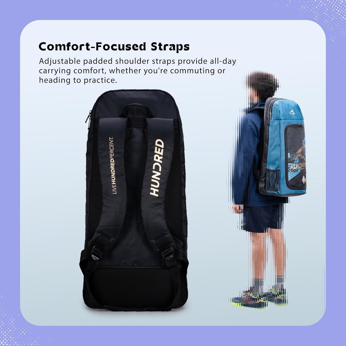 Hundred Switch Pack Cricket Kit Bag – Lightweight Cricket Duffle Bag with Bat Pocket, Shoe Compartment & Easy Access Design for Daily Practice
