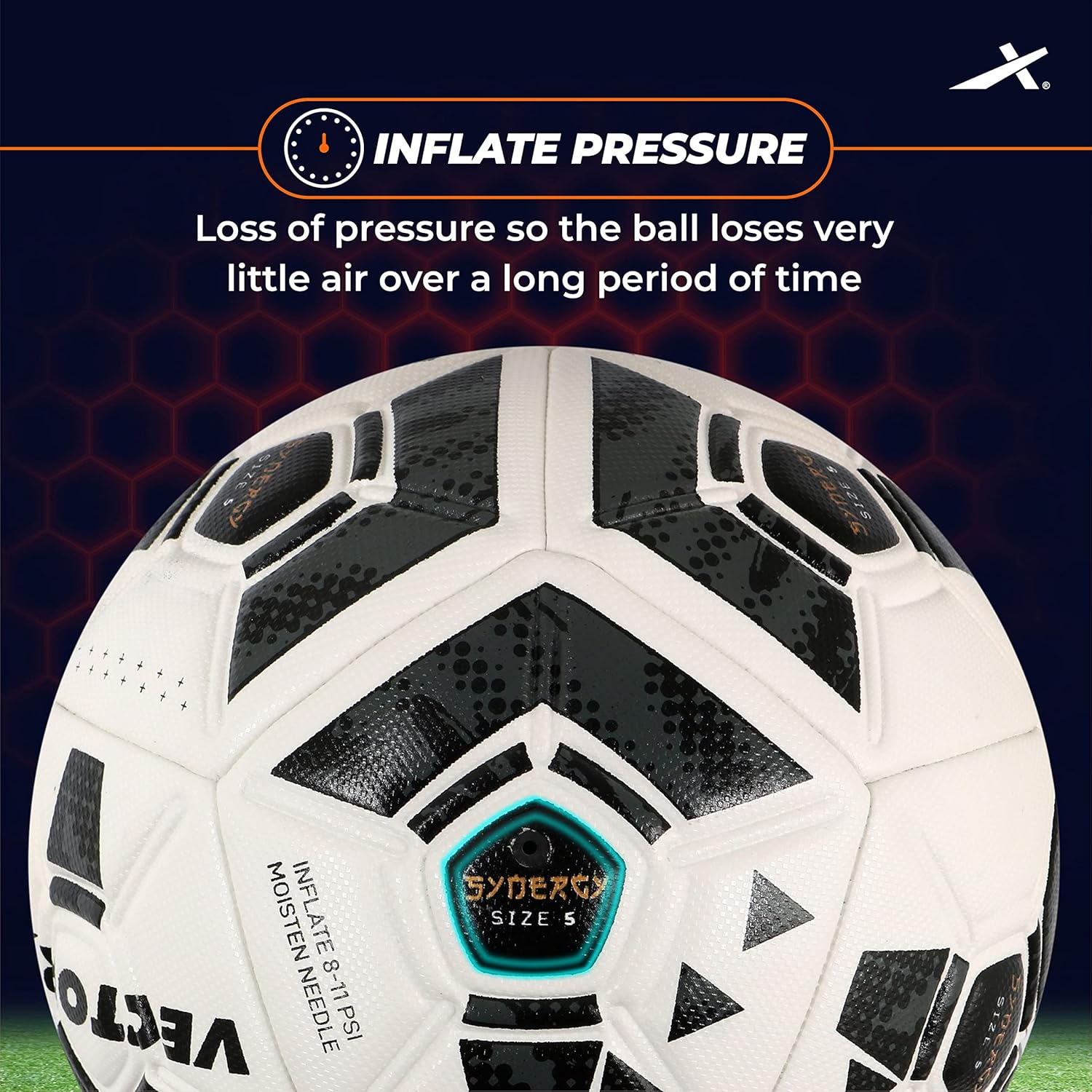 Vector X Synergy Thermo Fusion Football | Size 5 | Seamless PU Surface, Rubber Bladder, High Air Retention for Match & Training – All Weather Use - Best Price online Prokicksports.com