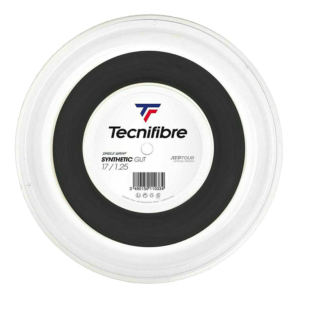 Tecnifibre 200M Synthetic Gut 17 String Reel Black – Durable All-Round Squash String for Power, Feel, and Versatile Performance with Soft Touch