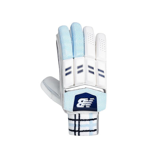 New Balance TC 6i RH Batting Gloves – White/Blue Lightweight Cricket Gloves for Right-Hand Players with Grip & Protection