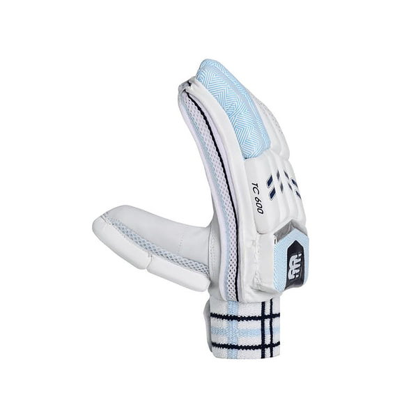 New Balance TC 6i RH Batting Gloves – White/Blue Lightweight Cricket Gloves for Right-Hand Players with Grip & Protection