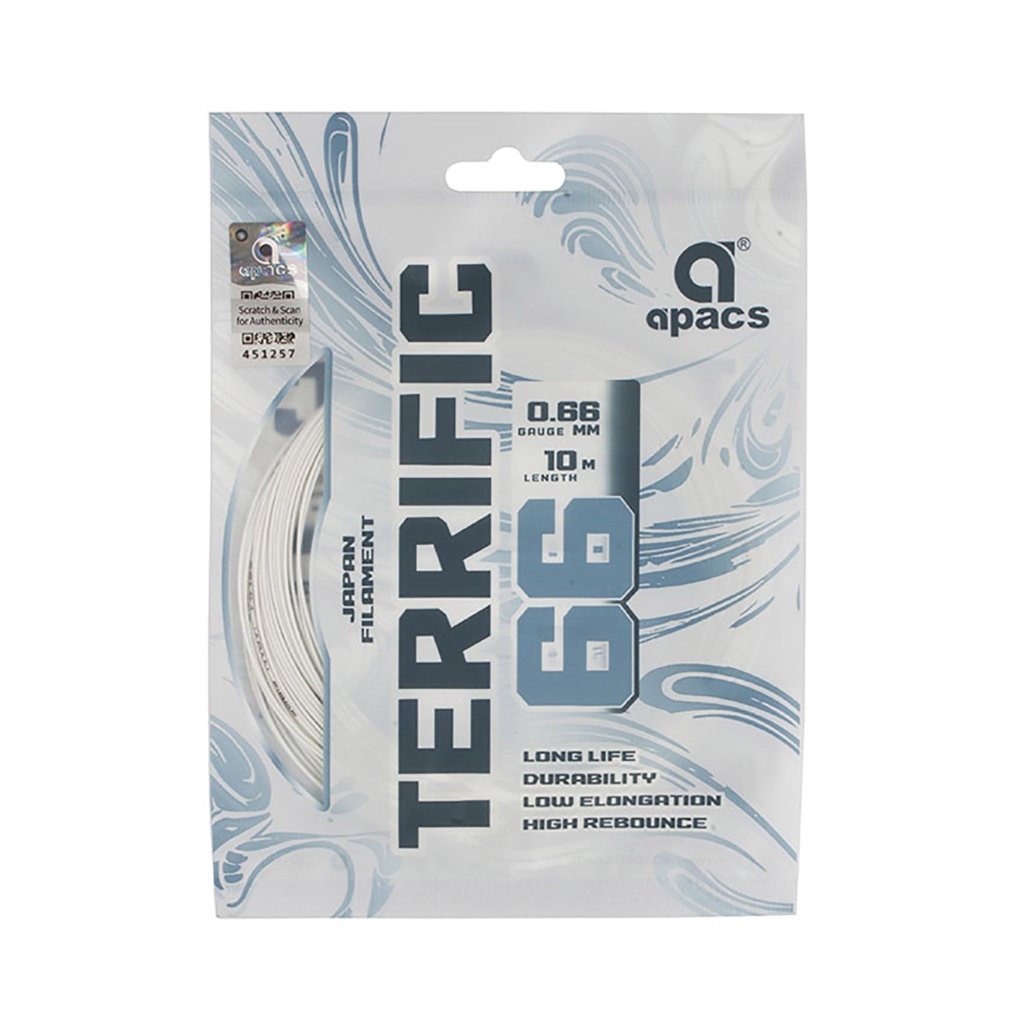 Apacs Terrific 66 Badminton String Assorted Colors – High Repulsion Durable Performance String for Fast, Powerful, and Control-Oriented Players - Best Price online Prokicksports.com