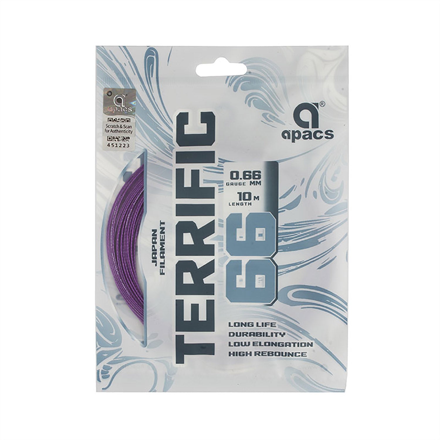 Apacs Terrific 66 Badminton String Assorted Colors – High Repulsion Durable Performance String for Fast, Powerful, and Control-Oriented Players - Best Price online Prokicksports.com
